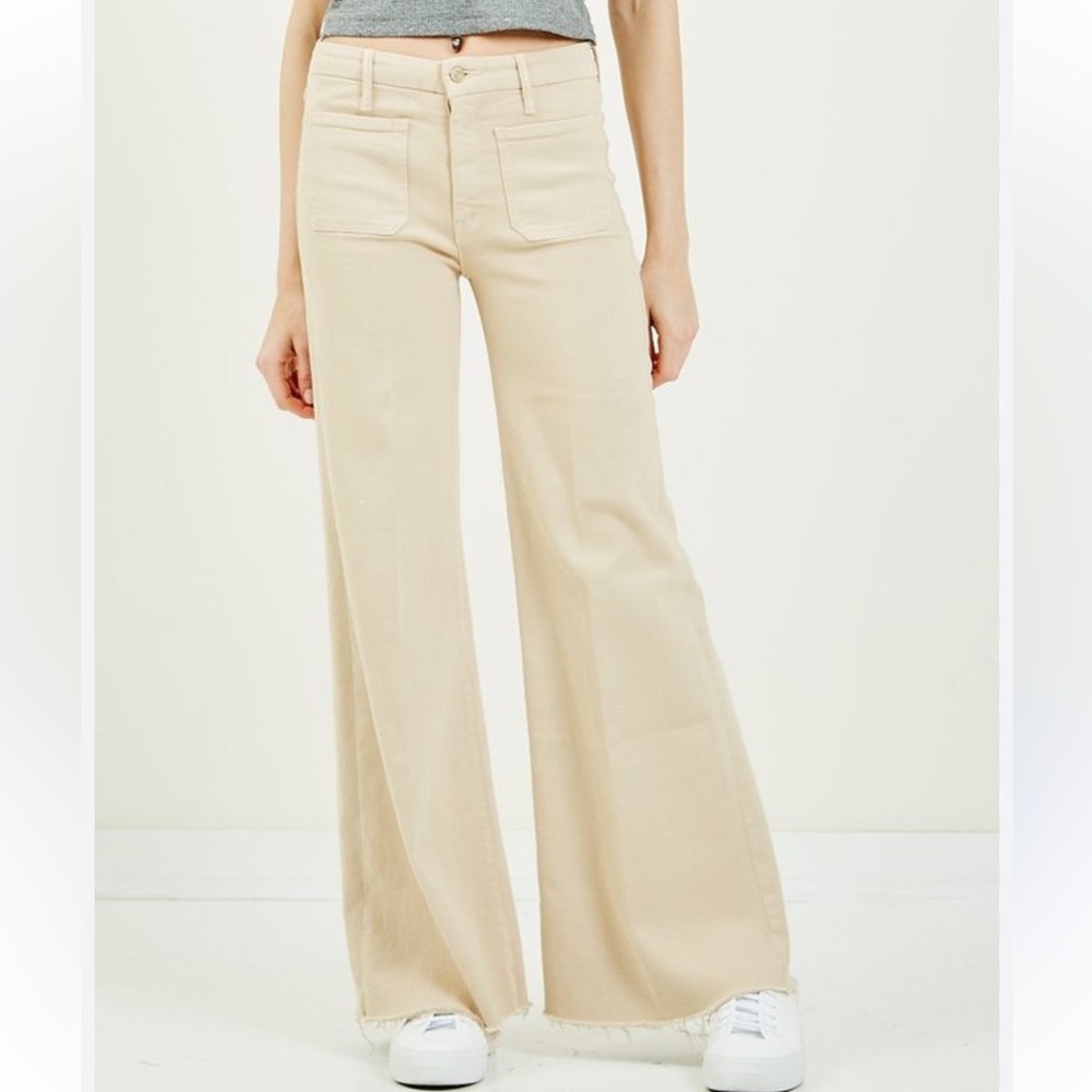 Mother The Patch Pocket Roller Fray in Chalk Tapioca